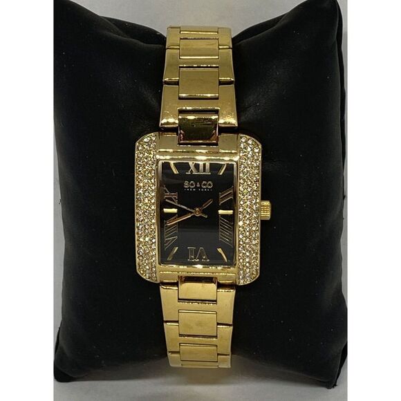 SO & CO Women's Stainless Steel Analog Black Dial Quartz Genuine Wrist Watch WK6 - Picture 1 of 12